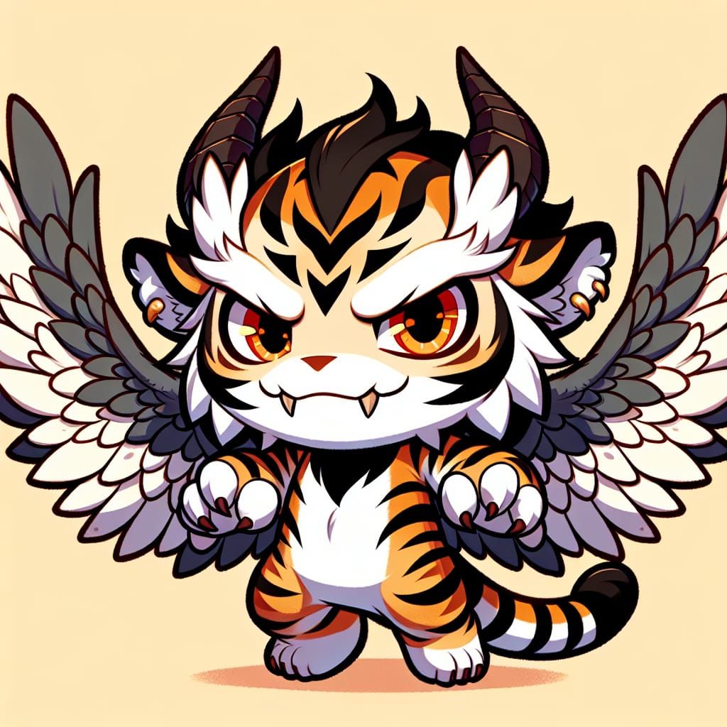 Chibi Qiongqi, a winged tiger, one of the Four Perils.