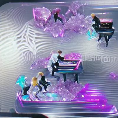 BTS dancing on crystal piano