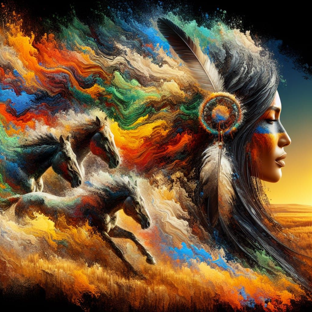 Women in harmony with Nature – Native American Woman – 1:1 F...