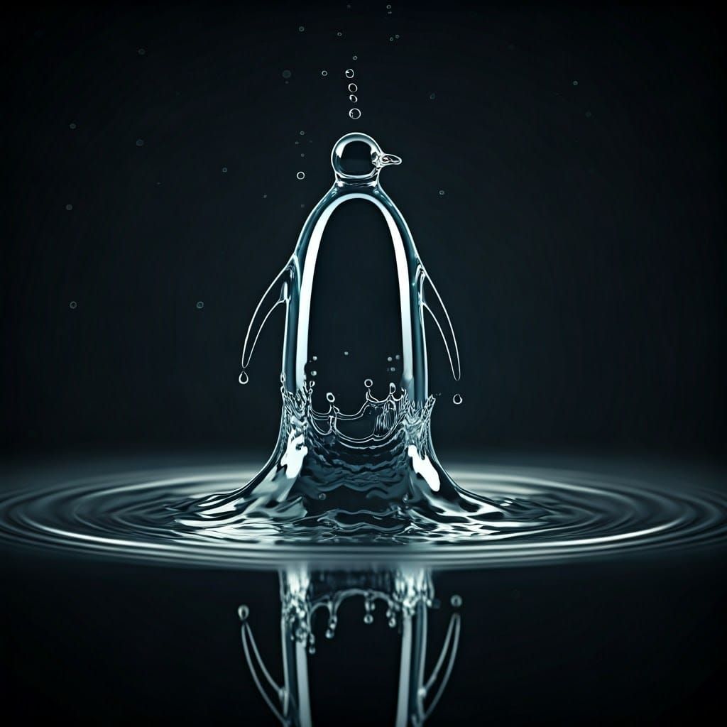 Penguin Water Splash  by @Thomas