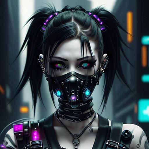 A beautiful female cyberpunk goth - AI Generated Artwork - NightCafe ...