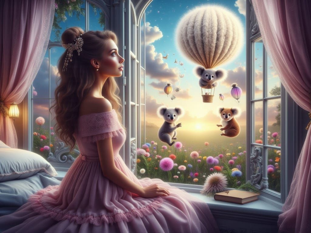 <lora:FiosWindowMagic:1.0> Aurielle and her Koala friends