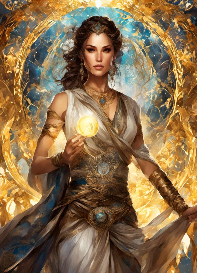 Rey Skywalker Tarot Card in Fantasy Art Style