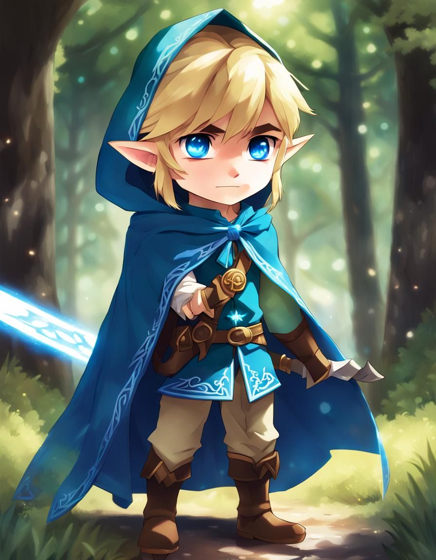 link, 1boy, blonde hair, blue eyes, bow, cloak, earrings, jewelry, long  hair, male focus, pointy ears, short sleeves, solo, portrait, upper... - AI  Generated Artwork - NightCafe Creator