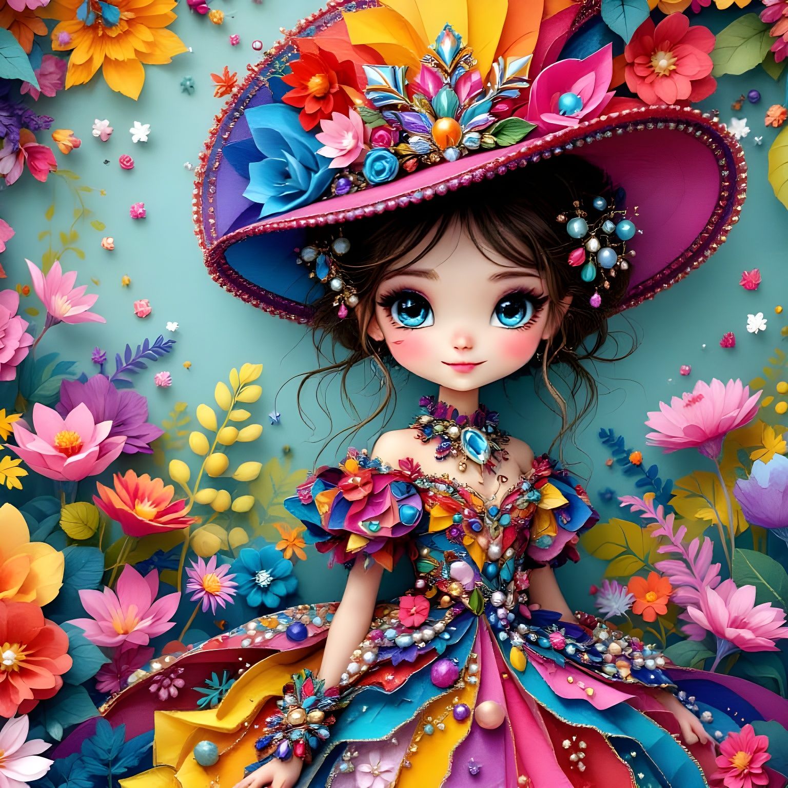 Crafty Colorful Chibi Girl  by @Gary Murakami