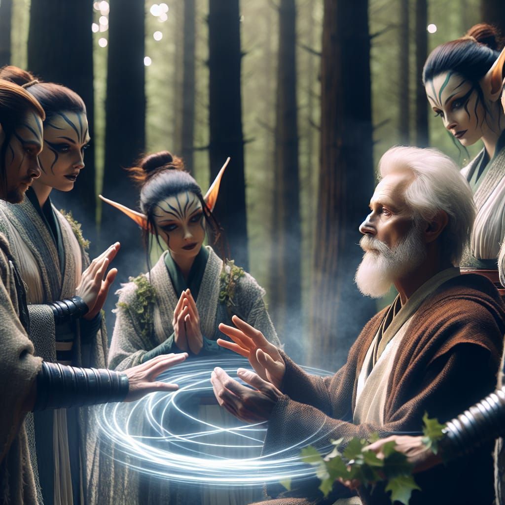 Obi-Wan Kenobi learning druidism from elven druids