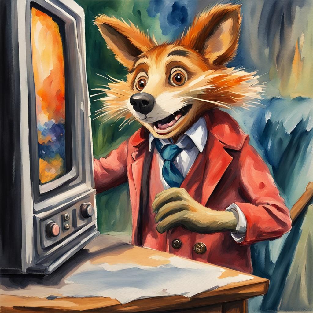 Basil Brush on television AI Generated Artwork NightCafe Creator