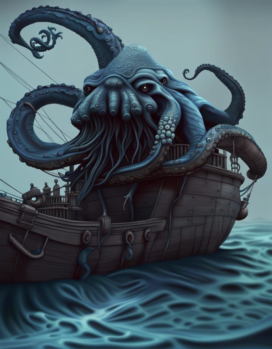 Kraken, Ship, Hyperrealistic, Photorealistic, Detailed, Intricate - AI ...