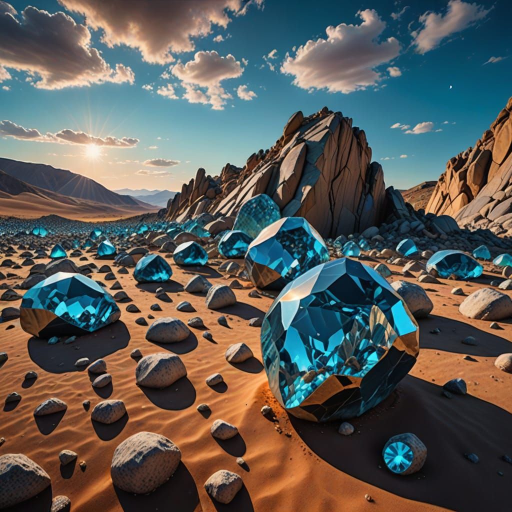 Ethereal Surrealistic Crystal Landscape with Vibrant Colors ...