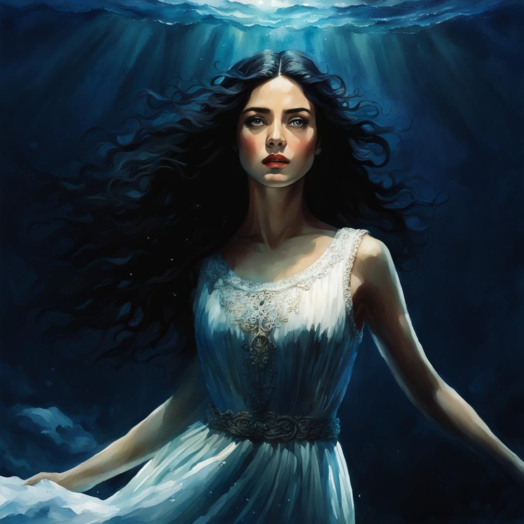 The Drowning Girl - Ai Generated Artwork - Nightcafe Creator