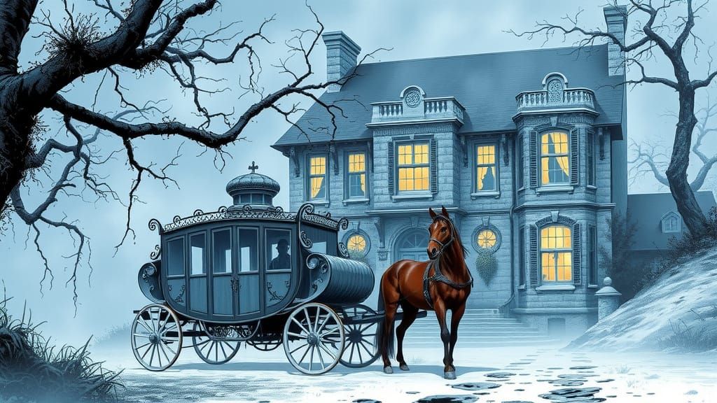 Create a very detailed semi realistic illustration effect, charcoal-ink, blue grey and white colors. ...  by @SterlingGrey