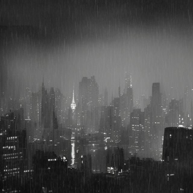 Rainy city skyline, film noir - AI Generated Artwork - NightCafe Creator