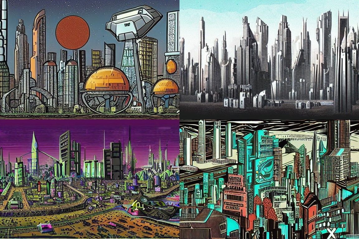 Sci-fi city in the style of Neo-primitivism