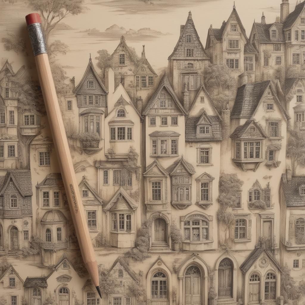 A very  large ( graphite pencil 1.)with delicate and intrica...