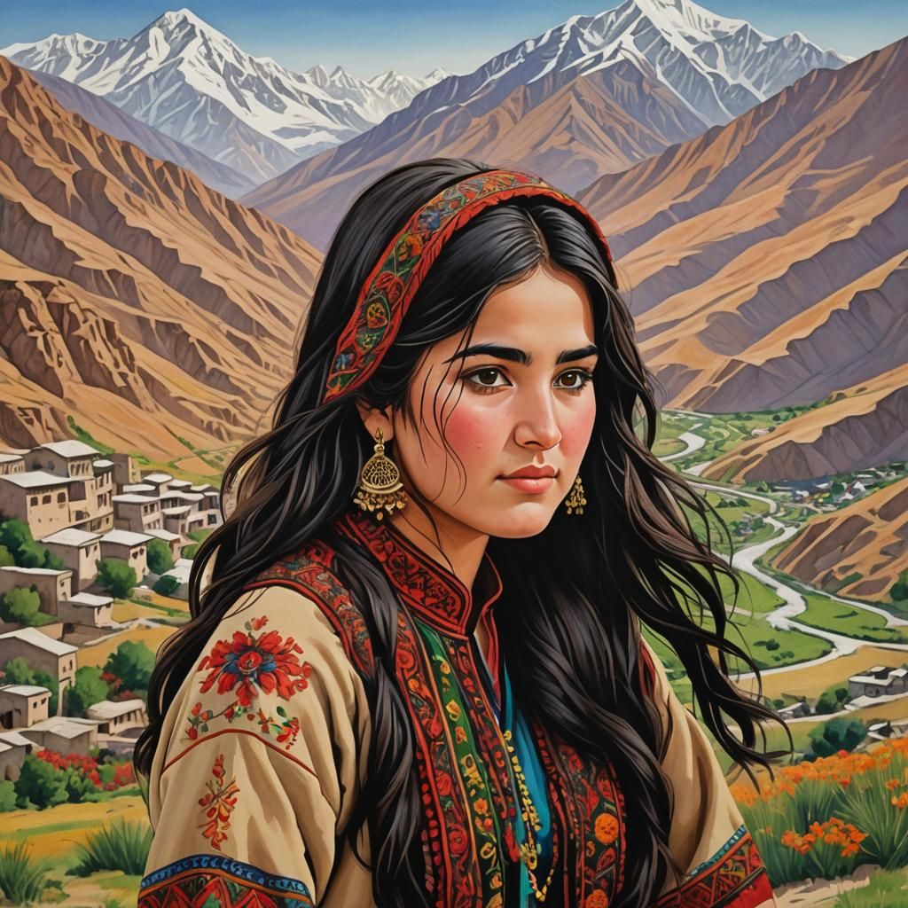 Create an image of a chubby Pashtun girl: She is 20 years ol...