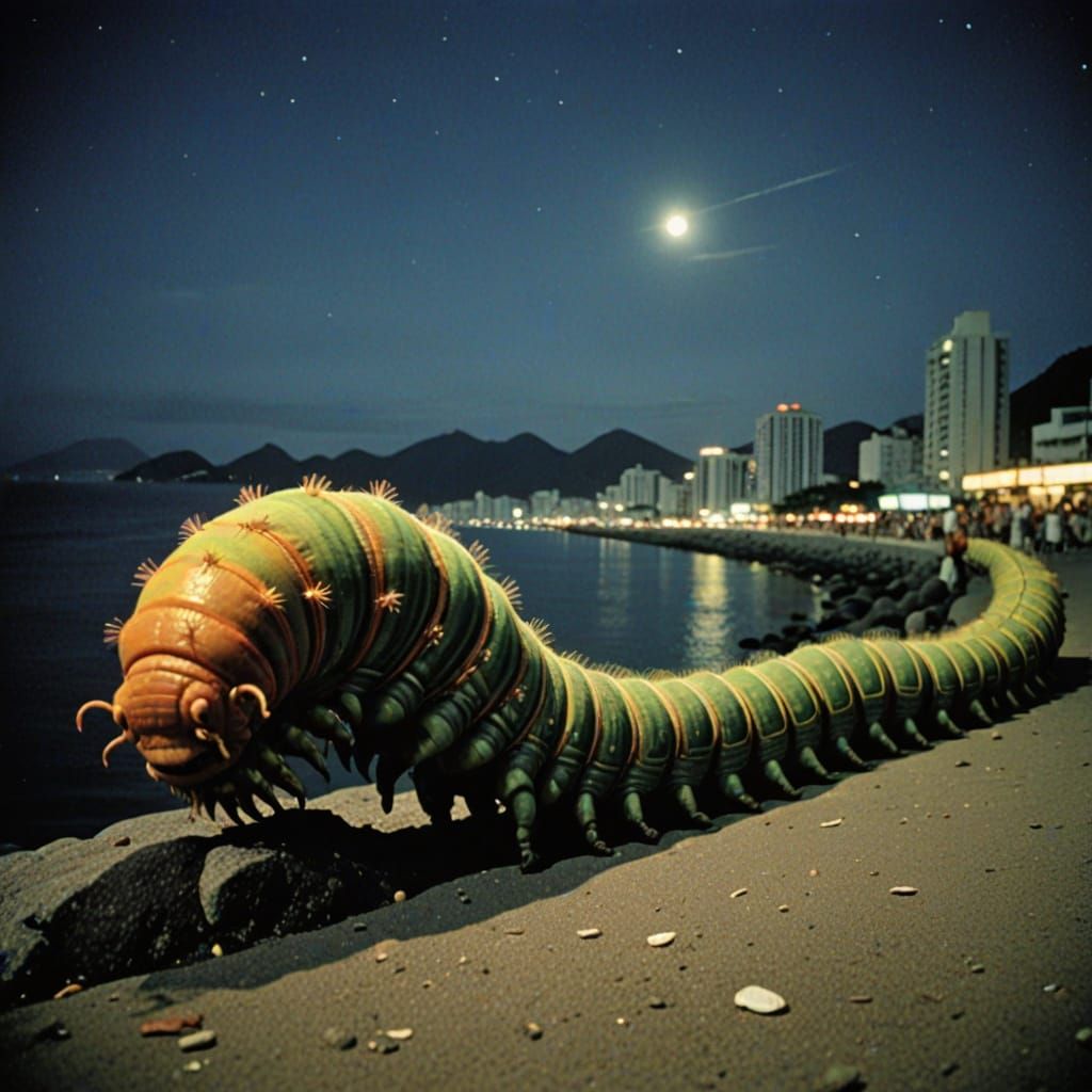 Lovecraftian Caterpillar in Rio, Vintage 1970s Photo