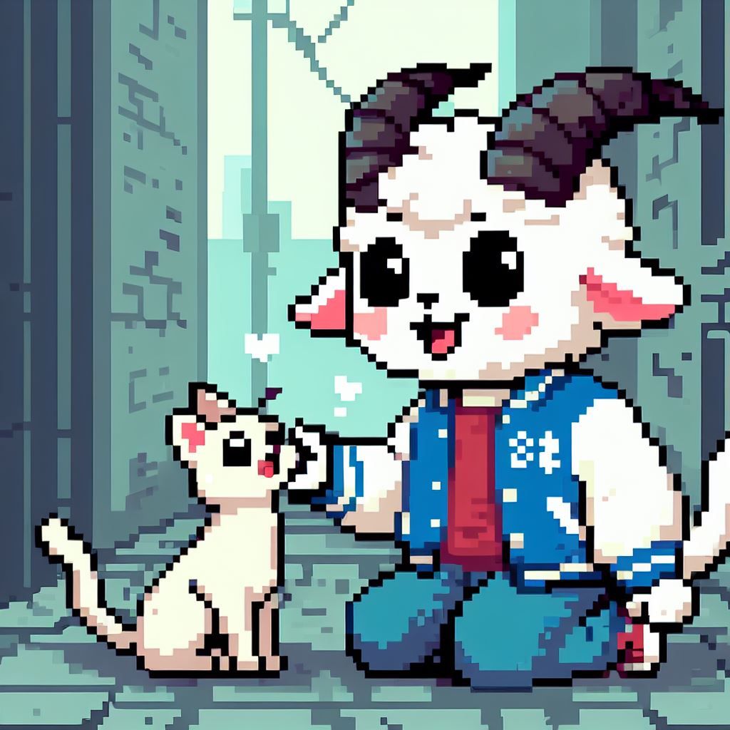 Little Jack Petting a Stray Cat