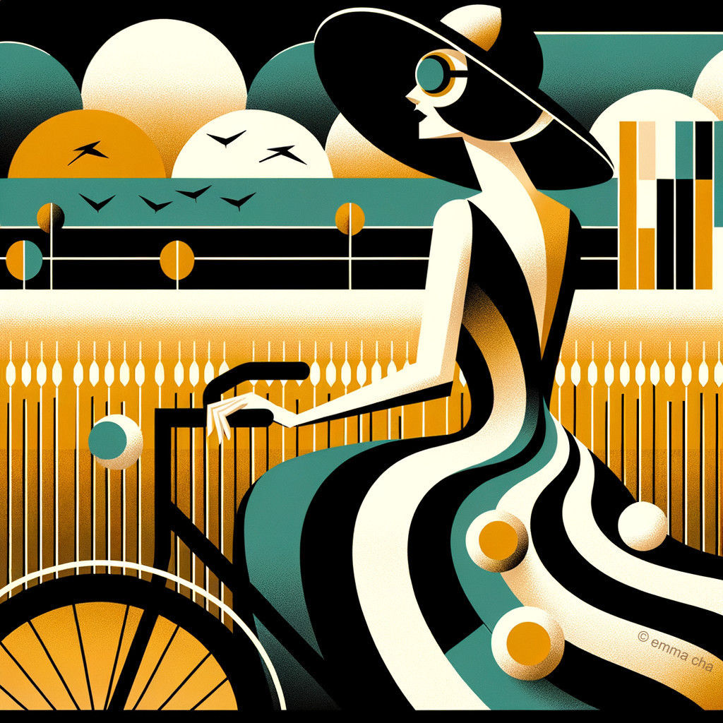 Elegant Cycling on the Seaside Promenade