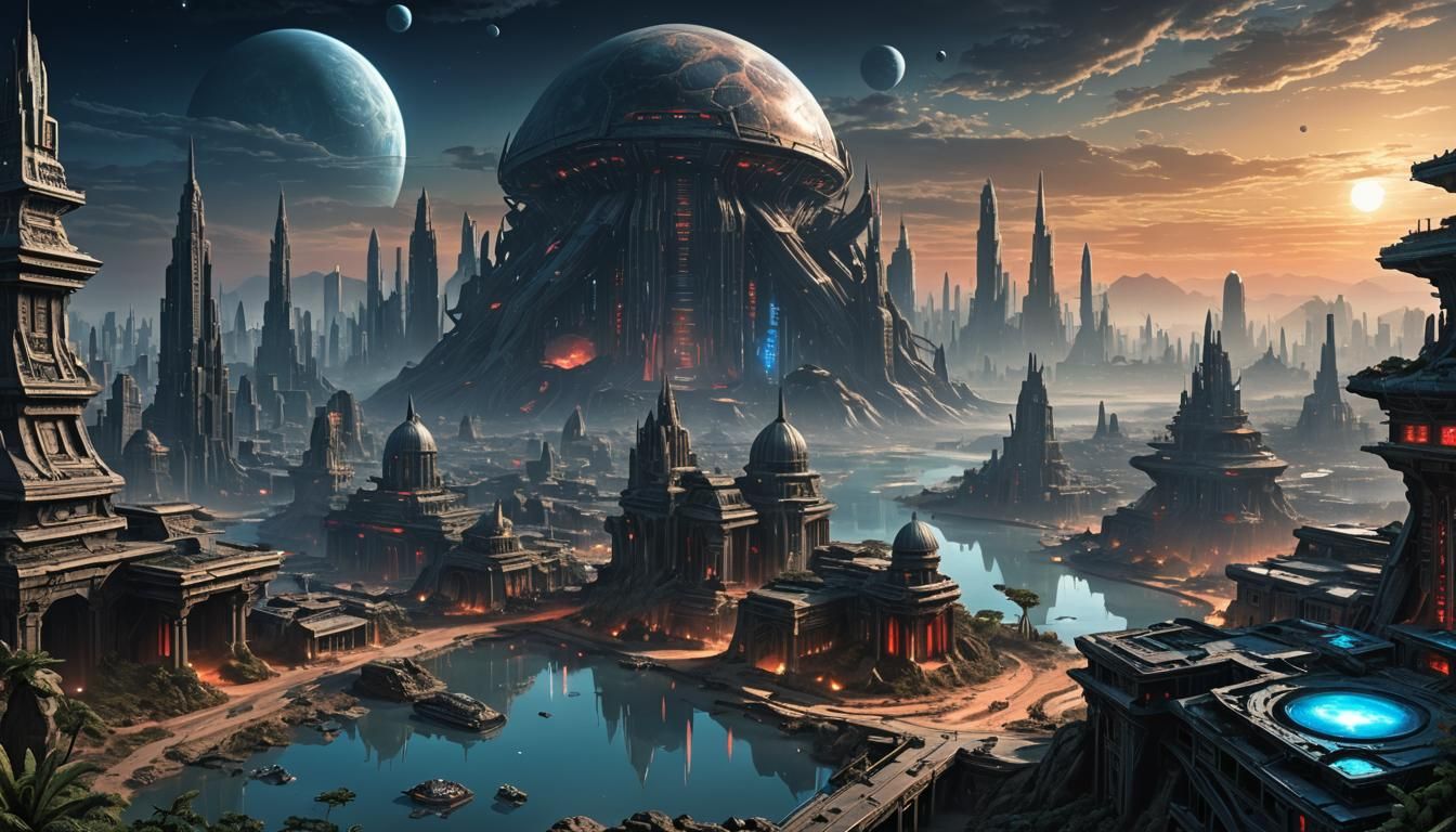 Alien Mega City - AI Generated Artwork - NightCafe Creator