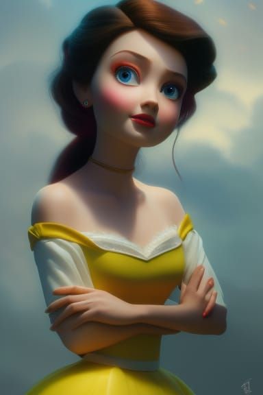 animated belle yellow dress