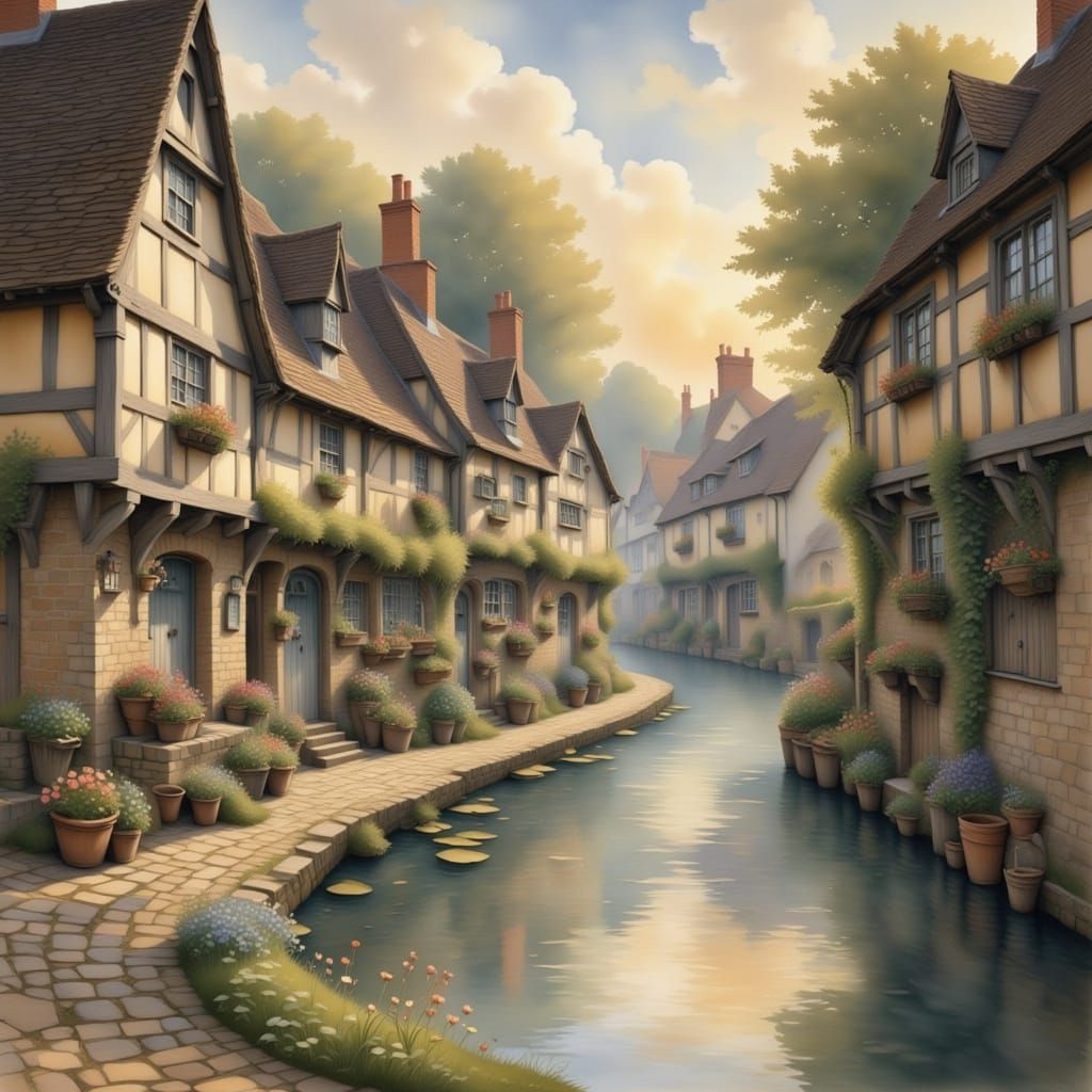 Stratford-upon-Avon Impressionist Market Town Scene