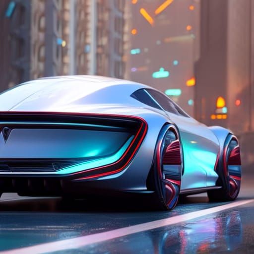 Futuristic car in futuristic city
