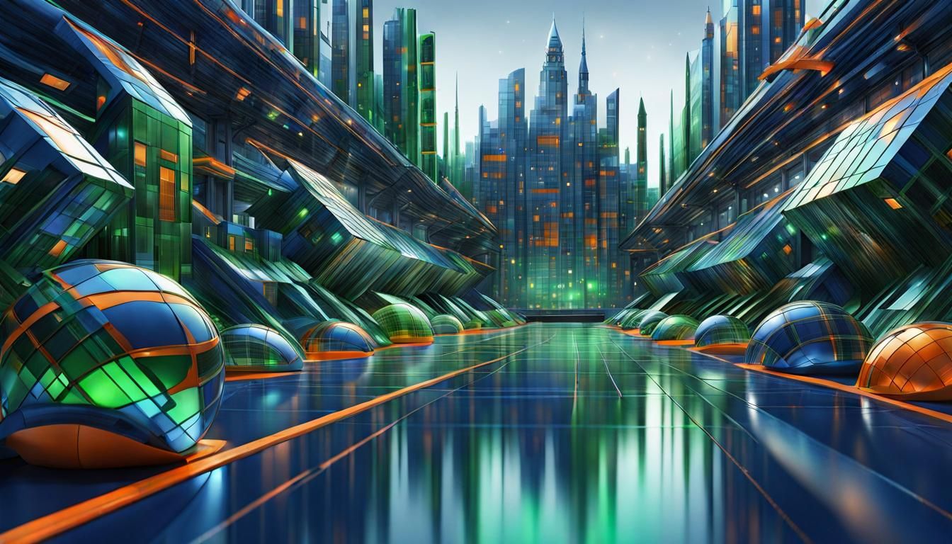 A space town decorated Tartan of blue, green and orange plai...