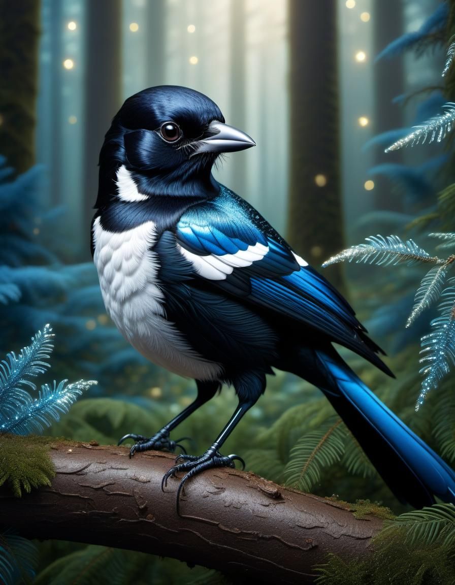 Magpie in a forest