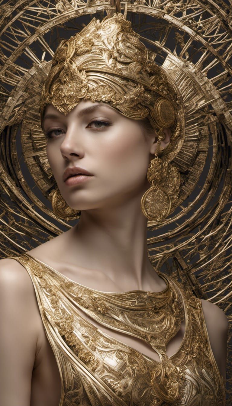 Gold in gold, beautiful female - AI Generated Artwork - NightCafe Creator