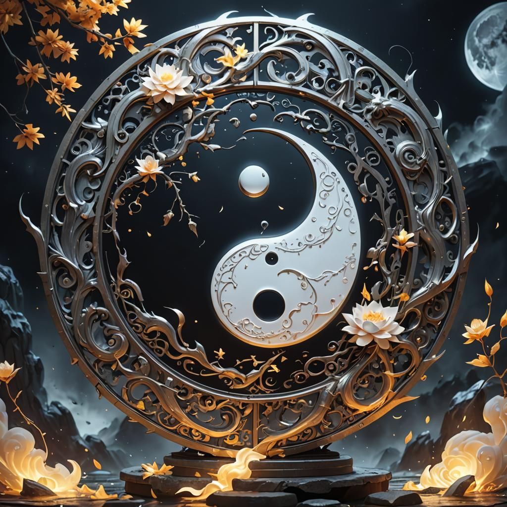 Mystical, Glowing, yin and yang, intricate details, HDR, beautifully shot, hyperrealistic, sharp focus, ...  by @FashionQueen