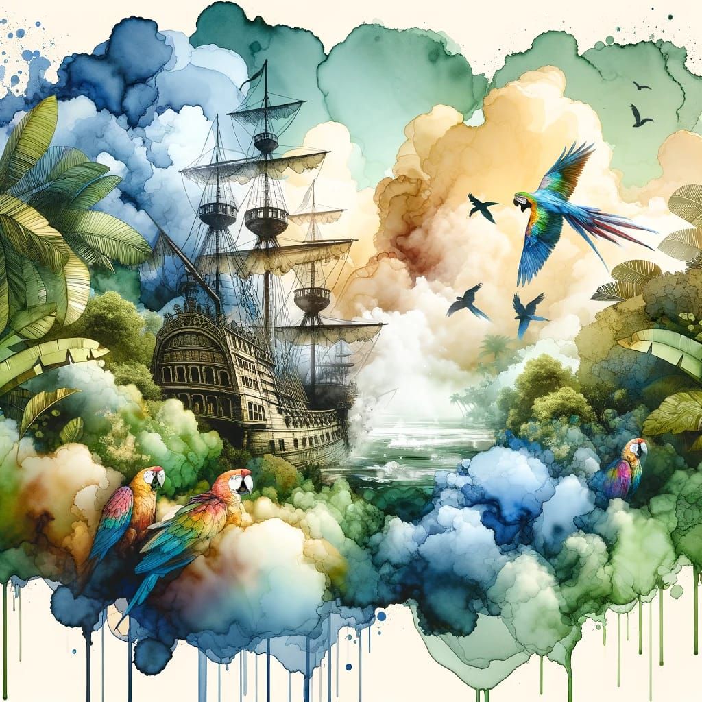 A galleon in the middle of the jungle