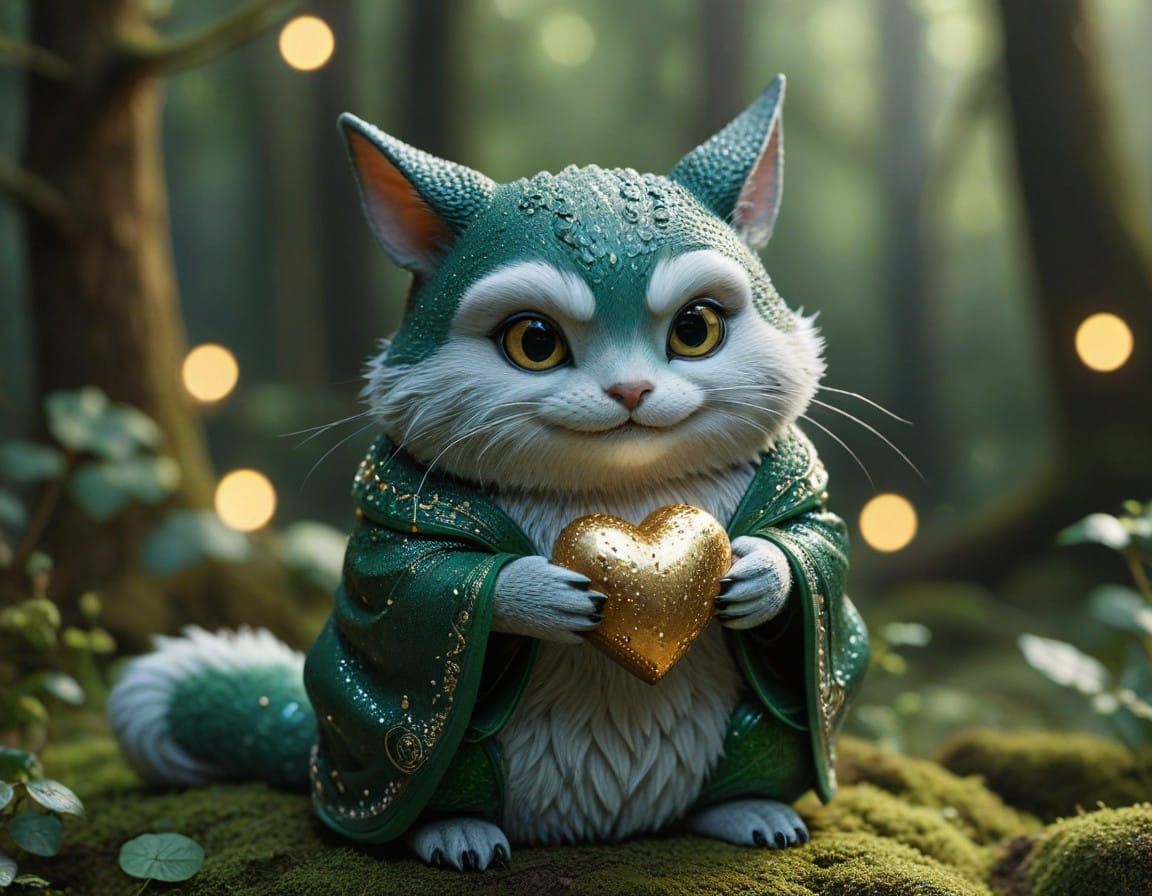 Whimsical Stormy Night Scene with Magical Elements