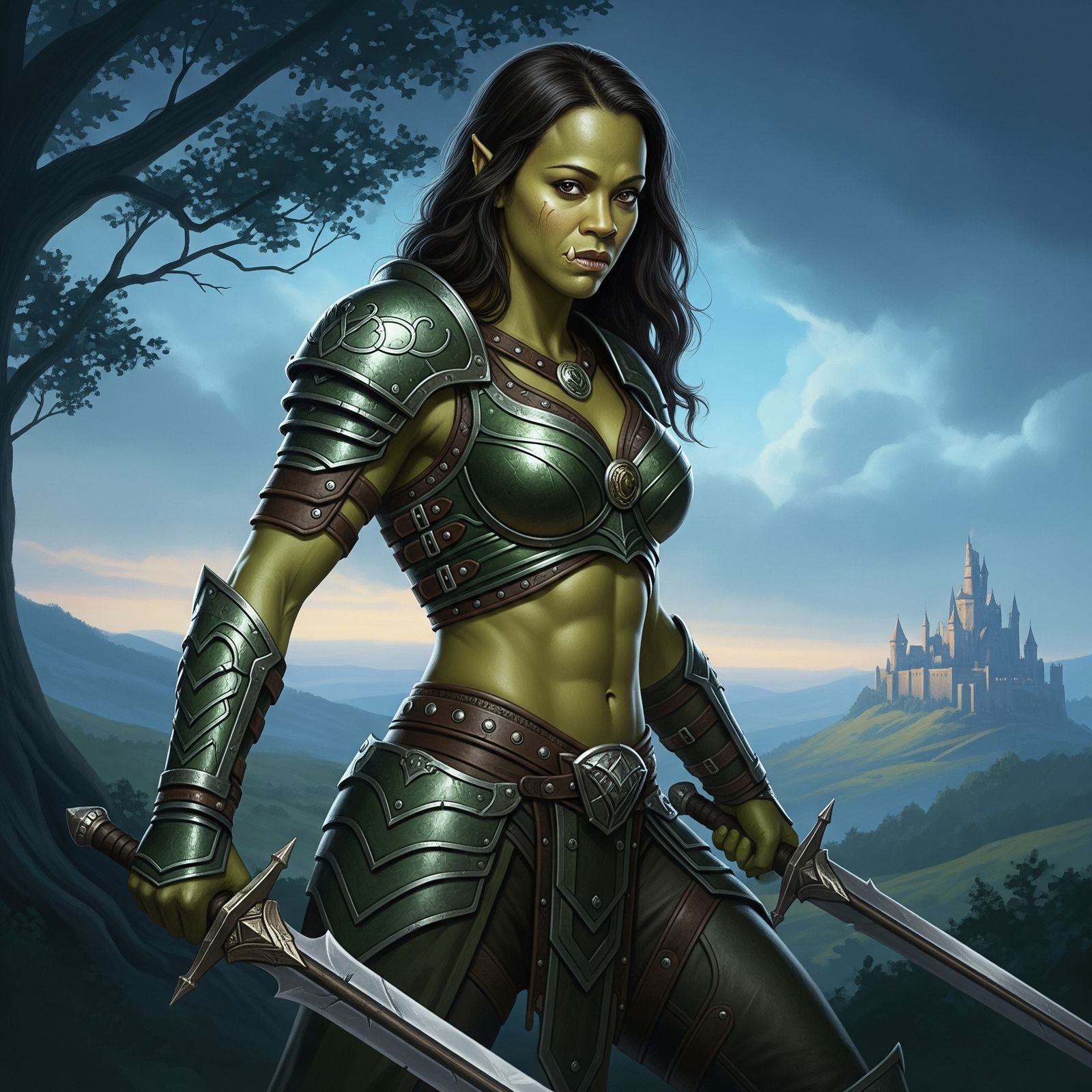 Zoe Saldana as a green Orc