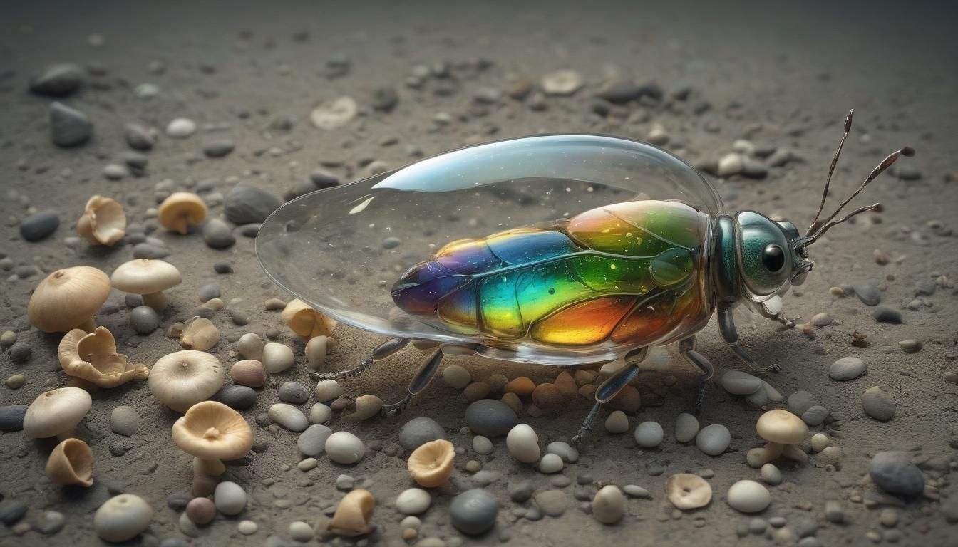 An illustration of a ((whimsical transparent glass rainbow  ...