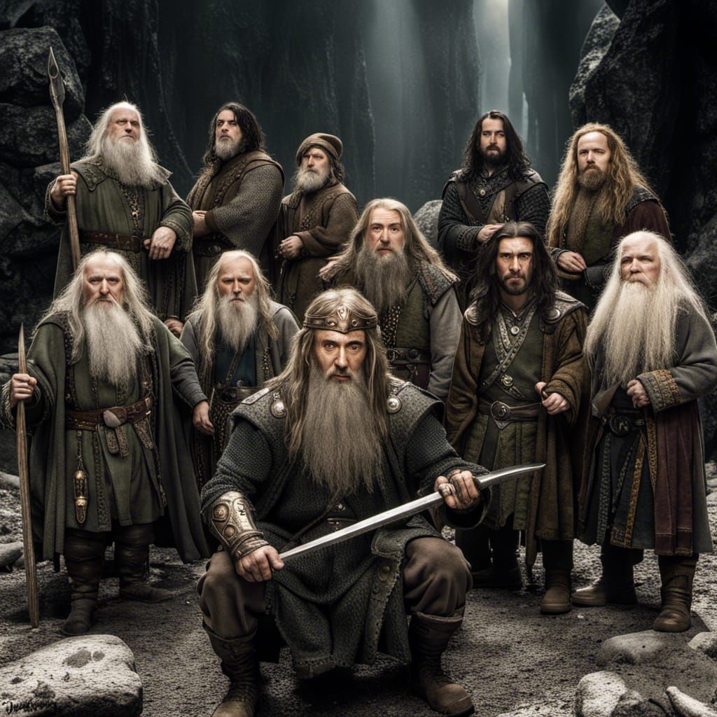 The nine members of the Fellowship of the Ring, but they are all dwarves  played by Nicolas cage - AI Generated Artwork - NightCafe Creator