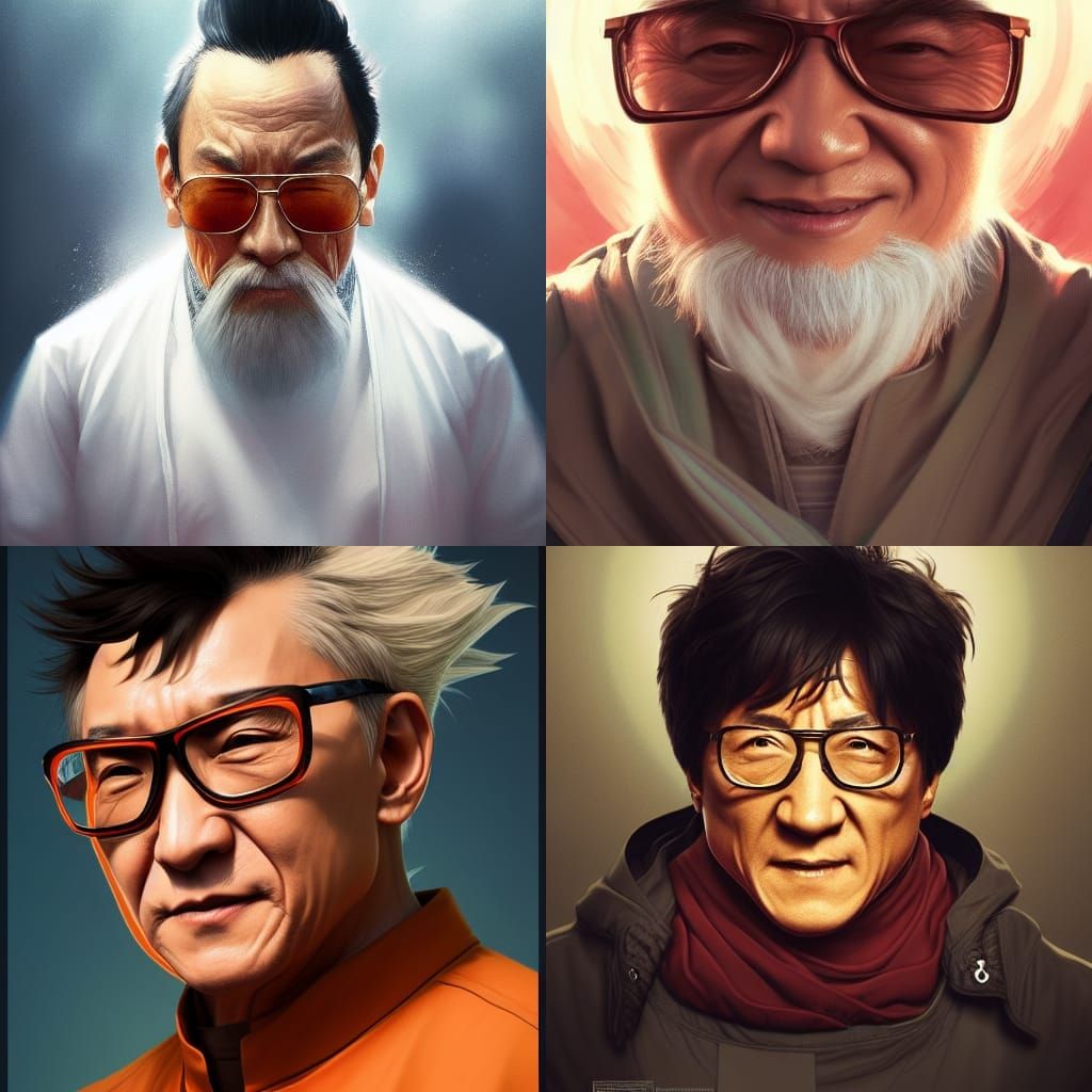 Jackie Chan as Master Roshi head and shoulders portrait, 8k ...
