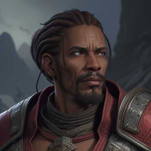 Redguard male; WIP elder scrolls redguard, portrait - AI Generated ...