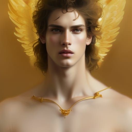 Extravagant angelic super male model princes of heaven gold ...