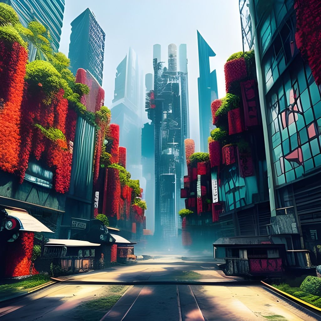 Shibuya overgrown and devoid of people