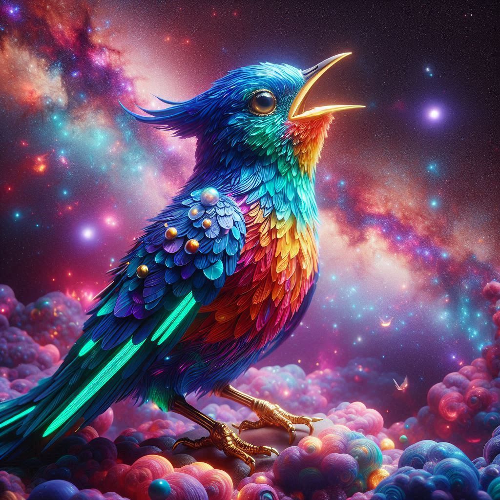 rainbow glowing bird 🌈🐦