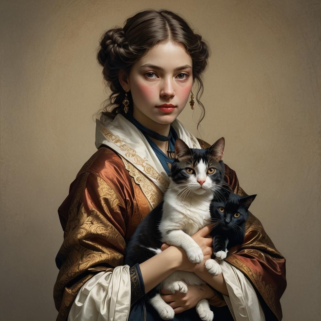 Woman and cats