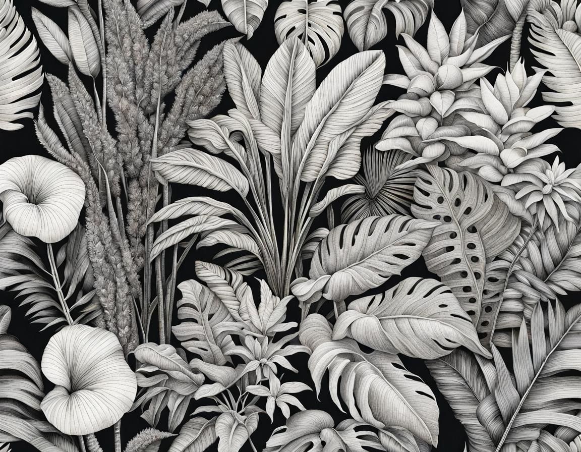 (Botanical fine lined coloring pages ink drawings with cross...
