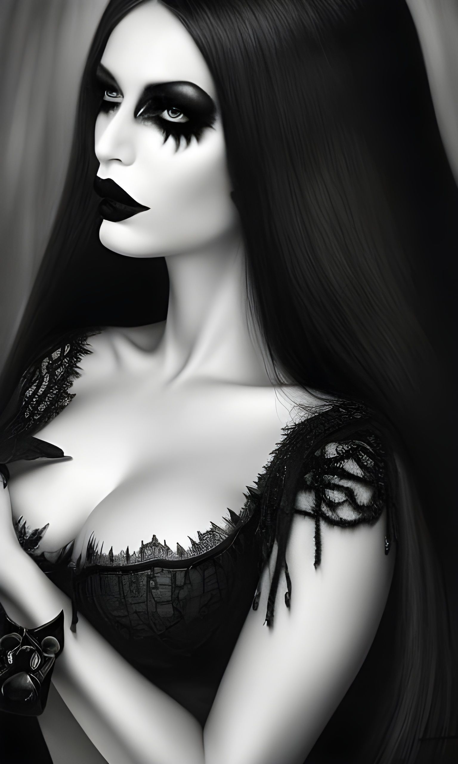 raven haired goth beauty - AI Generated Artwork - NightCafe Creator