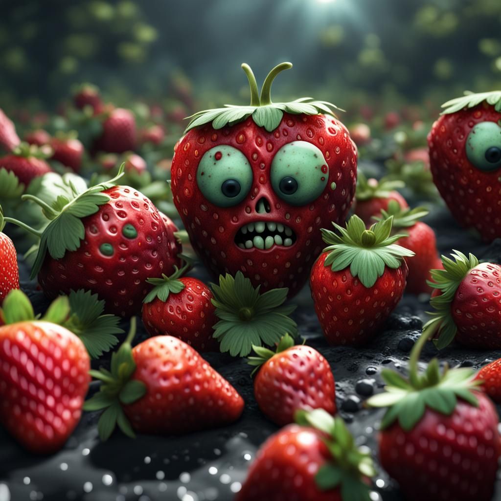 Zombie Strawberry AI Generated Artwork NightCafe Creator