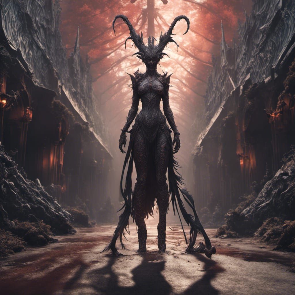 Gothic Demon with Wings and Horns in 4K