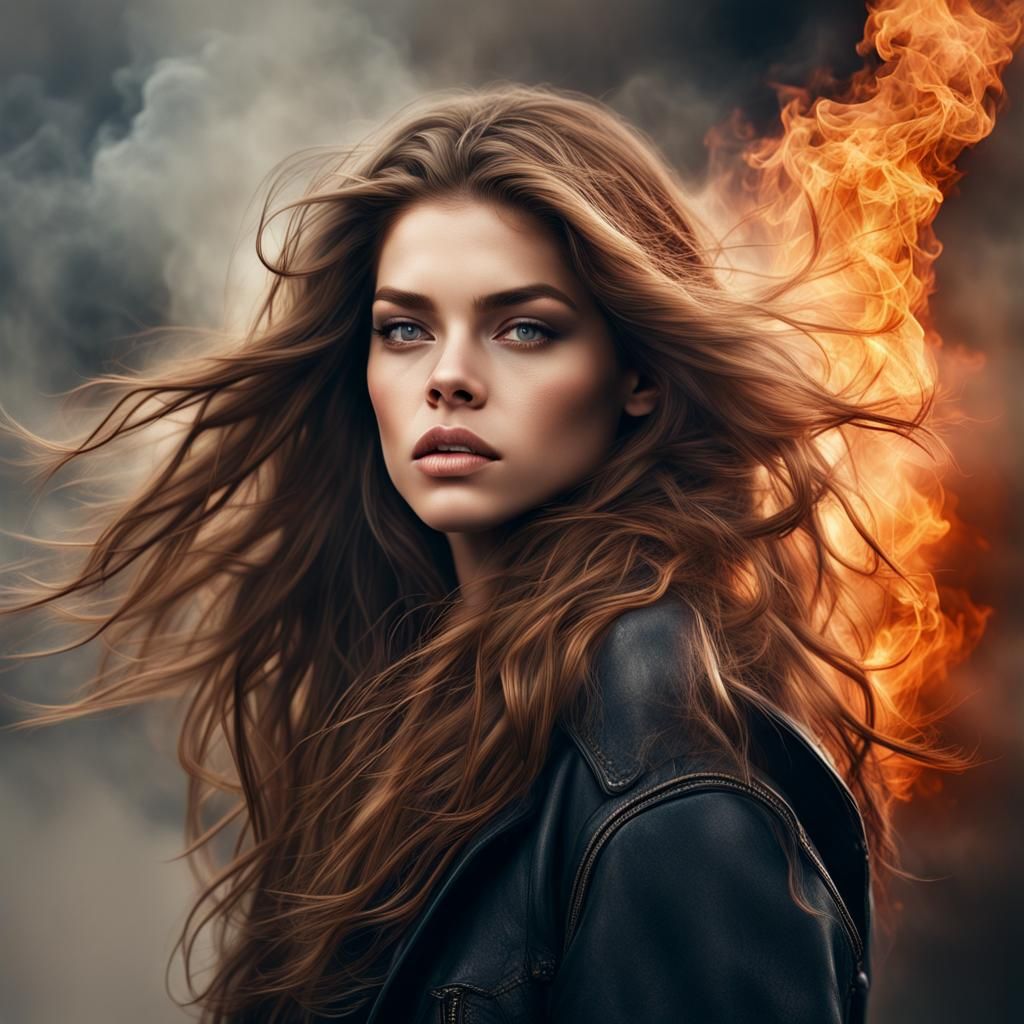 Her eyes reflect the burning fire  by @BlackRose