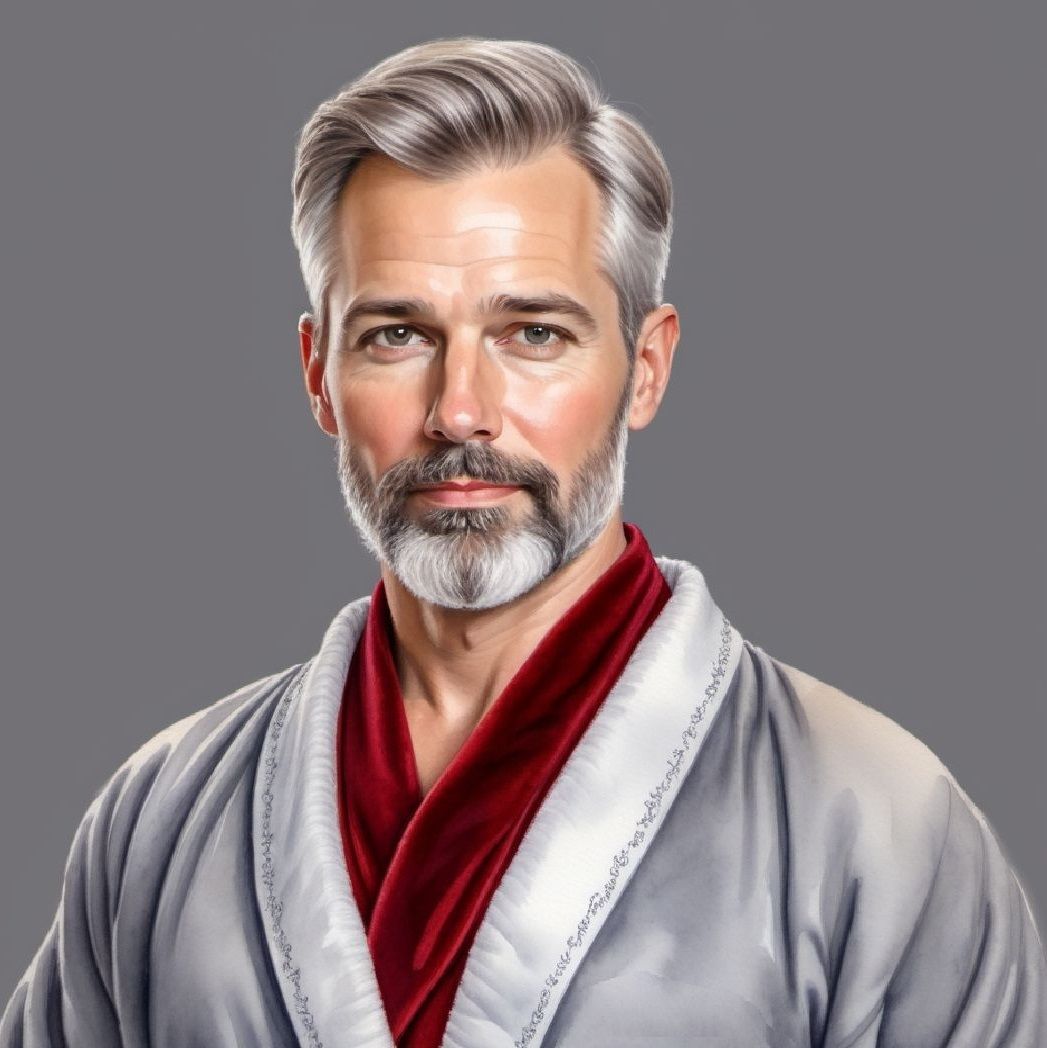 A handsome silver-haired   man
