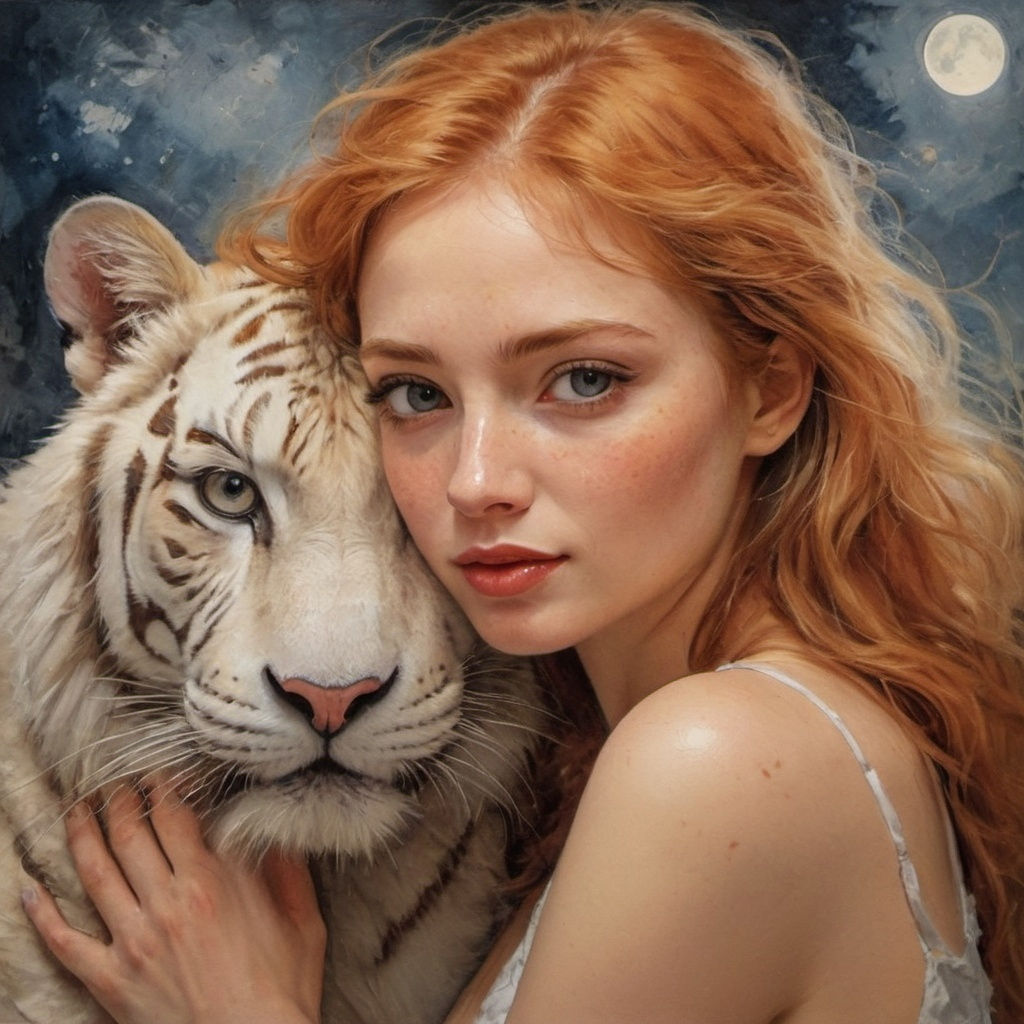 Ginger and her white tiger