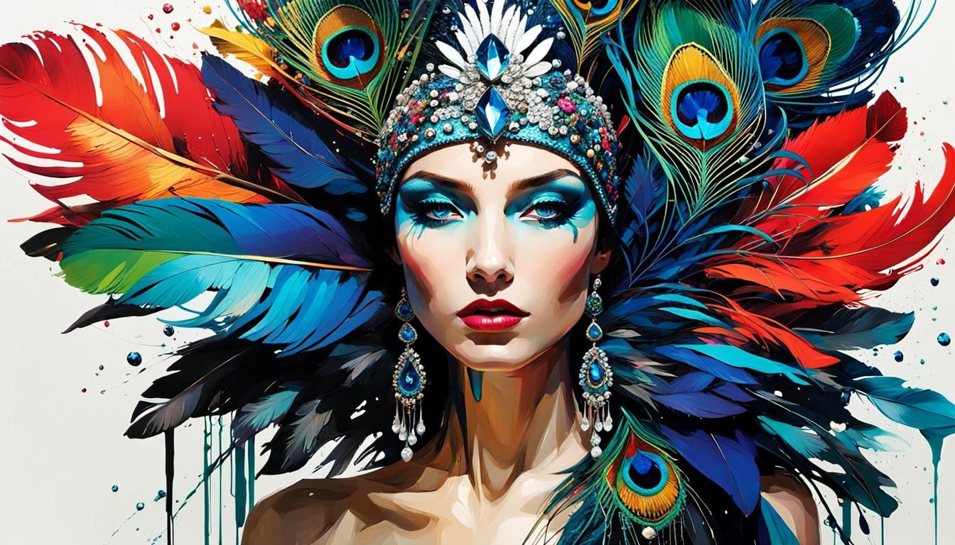 (Masks:3.0), maximalist, colorful, detailed, Swarovski cryst...