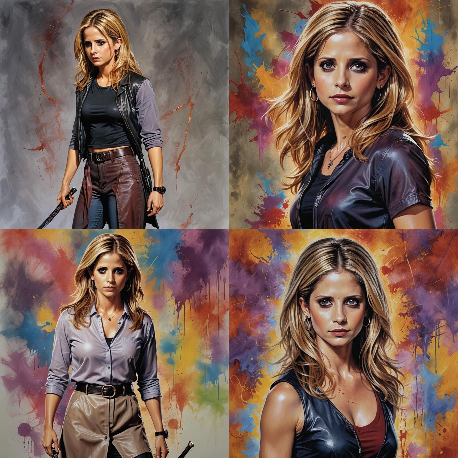 Full body picture of Sarah Michelle Gellar as Buffy from the tv show, Buffy  the Vampire Slayer - AI Generated Artwork - NightCafe Creator